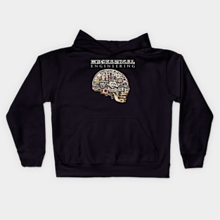 Mechanical Engineering - Inside Skull [White Text Version] Kids Hoodie